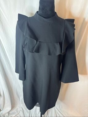 Banana Republic Black Ruffled Yoke Mini Dress